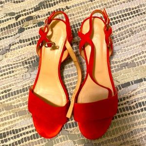 ❤️🎁 beautiful soft suede J CREW Red Sandals 🎈 Mint condition